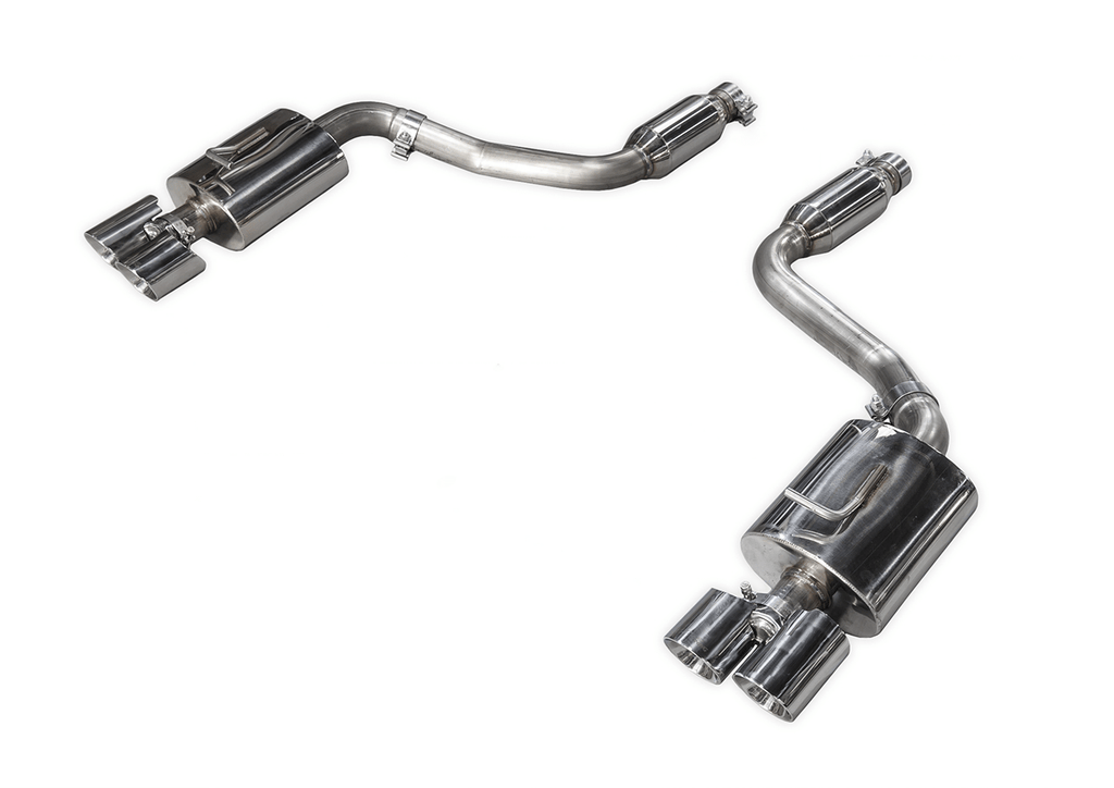 Kies Motorsports — AWE Exhaust Suite for Porsche 970 Panamera 2 and 4 — full system with chrome silver tips on white background