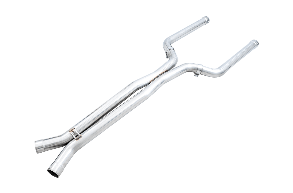 Kies Motorsports — AWE Non-Resonated Performance mid pipes for BMW F90 M5 S63, complete kit on white background, 304 stainless steel