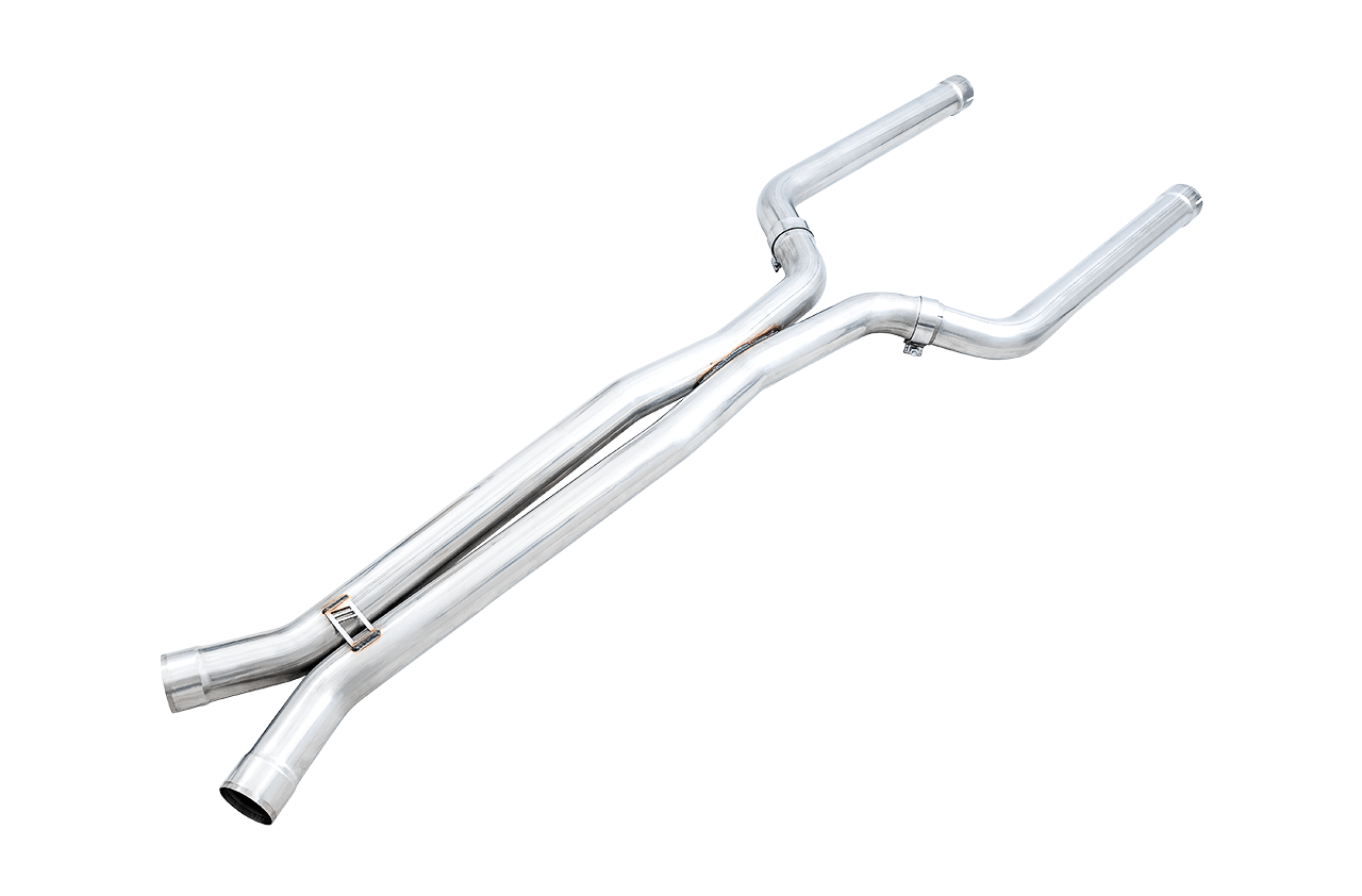 Kies Motorsports — AWE Non-Resonated Performance mid pipes for BMW F90 M5 S63, complete kit on white background, 304 stainless steel