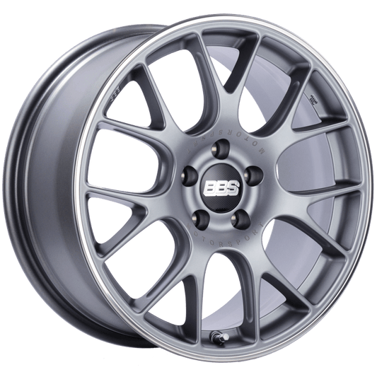 Kies-Motorsports BBS BBS CH-R 18x8.5 5x112 ET38 Satin Titanium Polished Rim Protector Wheel -82mm PFS/Clip Required