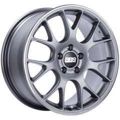 Kies-Motorsports BBS BBS CH-R 18x8.5 5x112 ET38 Satin Titanium Polished Rim Protector Wheel -82mm PFS/Clip Required