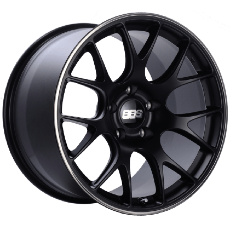 Kies-Motorsports BBS BBS CH-R 19x8.5 5x112 ET48 Satin Black Polished Rim Protector Wheel -82mm PFS/Clip Required