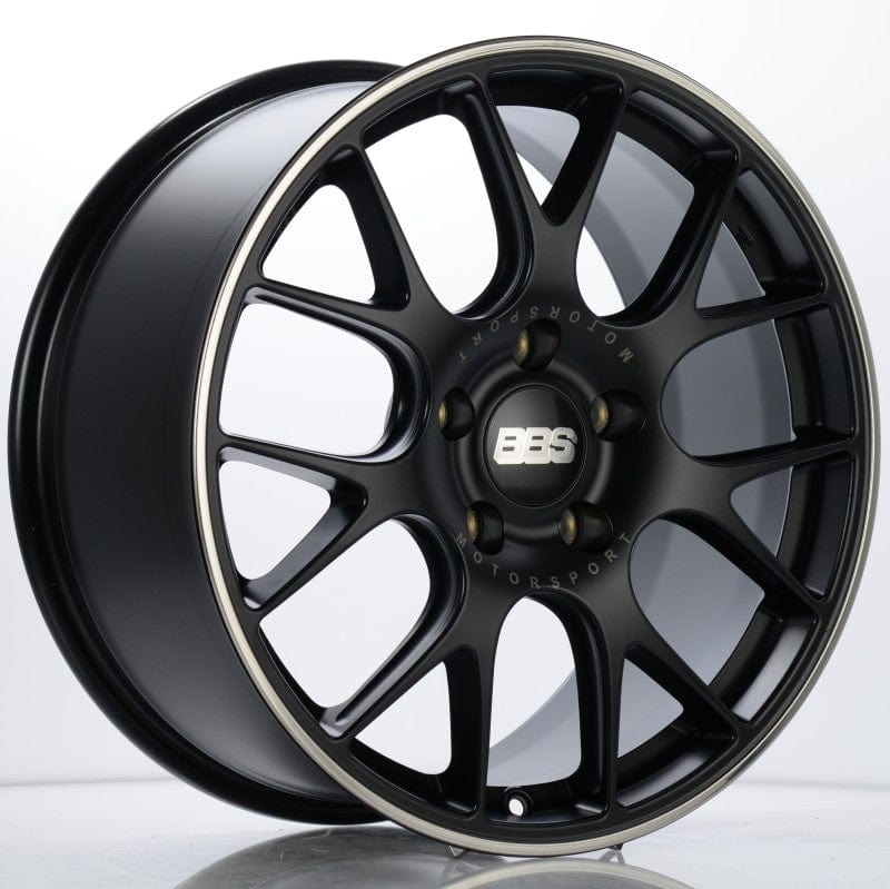 Kies-Motorsports BBS BBS CH-R 19x8.5 5x130 ET51 CB71.6 Satin Black Polished Rim Protector Wheel w/ Motorsport Etching Main image
