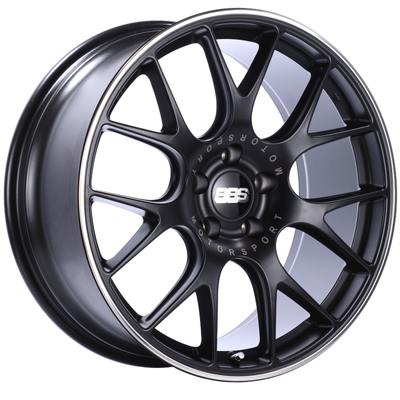 Kies-Motorsports BBS BBS CH-R 20x9 5x115 ET24 Satin Black Polished Rim Protector Wheel -82mm PFS/Clip Required