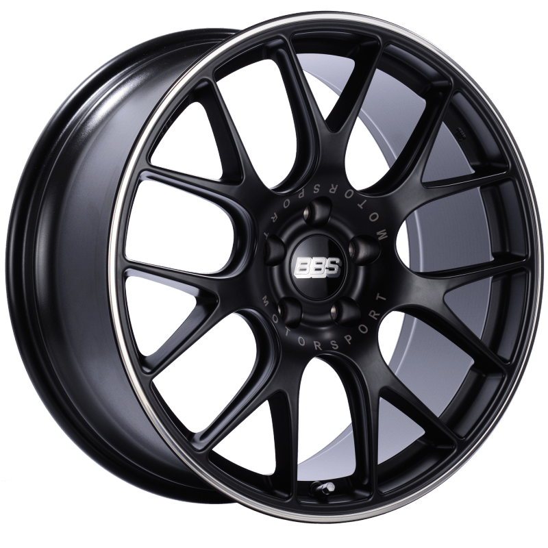Kies-Motorsports BBS BBS CH-R 20x9 5x120 ET29 Satin Black Polished Rim Protector Wheel -82mm PFS/Clip Required Main image