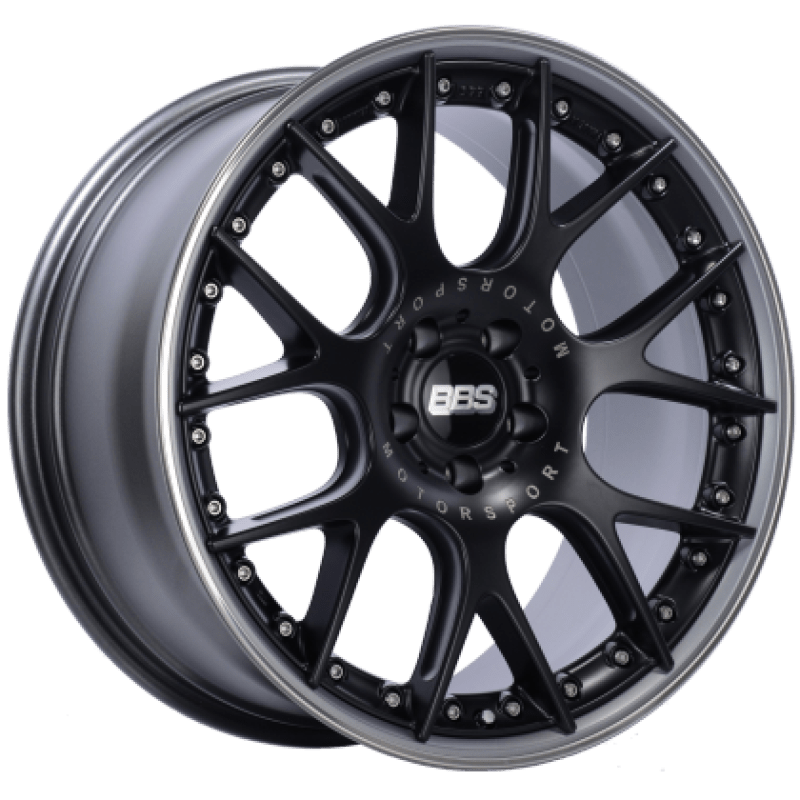 Kies-Motorsports BBS BBS CH-RII 20x9 5x112 ET30 CB66.5 Satin Black Center Platinum Lip Stainless Steel Rim Prot Wheel