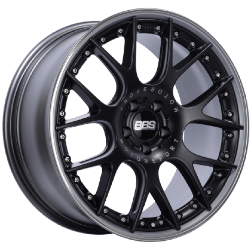 Kies-Motorsports BBS BBS CH-RII 22x10.5 5x112 ET48 Satin Black w/Polished SS Lip Wheel - 82mm PFS/Clip Req.