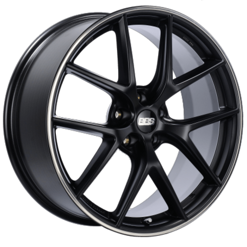 Kies-Motorsports BBS BBS CI-R 19x9.5 5x120 ET25 Satin Black Polished Rim Protector Wheel -82mm PFS/Clip Required