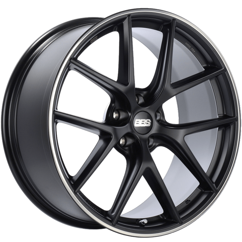 Kies-Motorsports BBS BBS CI-R 20x9 5x112 ET25 Satin Black Polished Rim Protector Wheel -82mm PFS/Clip Required