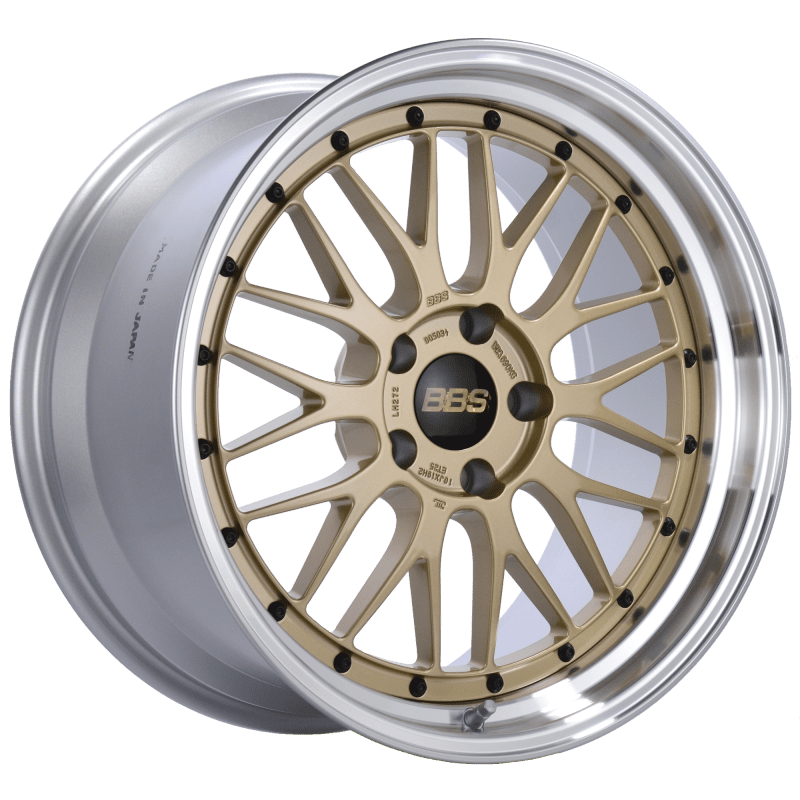 Kies-Motorsports BBS BBS LM 19x10 5x120 ET25 Gold Center Polished Lip Wheel -82mm PFS/Clip Required Main image