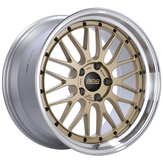 Kies-Motorsports BBS BBS LM 19x10 5x120 ET25 Gold Center Polished Lip Wheel -82mm PFS/Clip Required