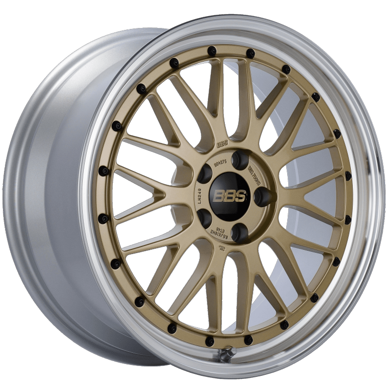 Kies-Motorsports BBS BBS LM 19x8.5 5x112 ET48 Gold Center Diamond Cut Lip Wheel -82mm PFS/Clip Required