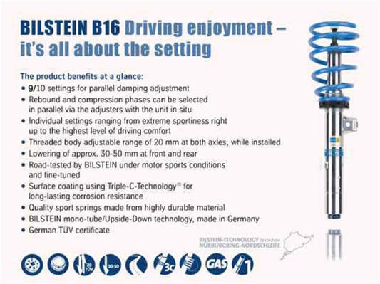 Kies-Motorsports Bilstein Bilstein B16 13-16 BMW 320i / 328i / 335i xDrive Front and Rear Performance Suspension System
