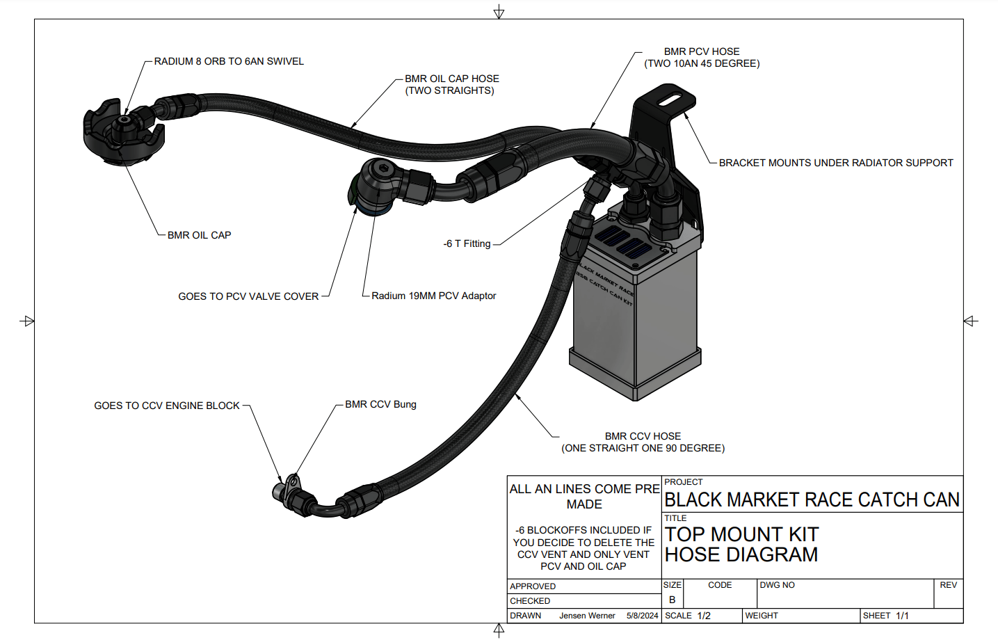 Kies-Motorsports Black Market Race BMR Gen 2 B58 Catch Can Kit