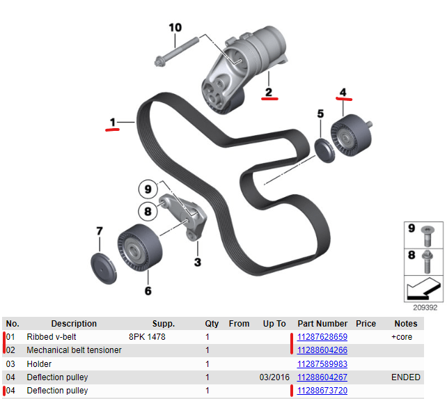 Kies-Motorsports BMW Genuine BMW Drive Belt Tensioner, Belt and Idler Pully Kit N55 F10 535 Main image