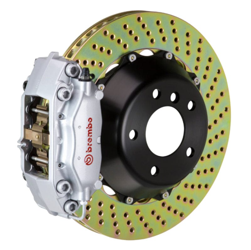 Kies-Motorsports Brembo Brembo 00-03 M5/97-03 5-Series Rear GT BBK 4 Piston Cast 2pc 345x28 2pc Rotor Drilled-Silver