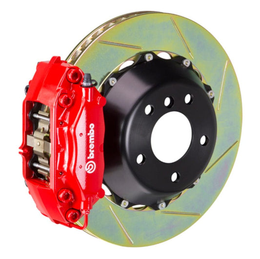 Kies-Motorsports Brembo Brembo 00-06 X5 (E53) Rear GT BBK 4 Piston Cast 2pc 345x28 2pc Rotor Slotted Type-1-Red