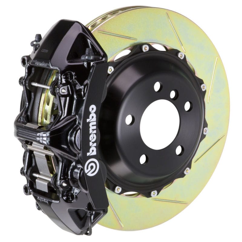 Kies-Motorsports Brembo Brembo 02-05 996 GT2 Front GT BBK 6 Piston Cast 380x32 2pc Rotor Slotted Type1 -Black
