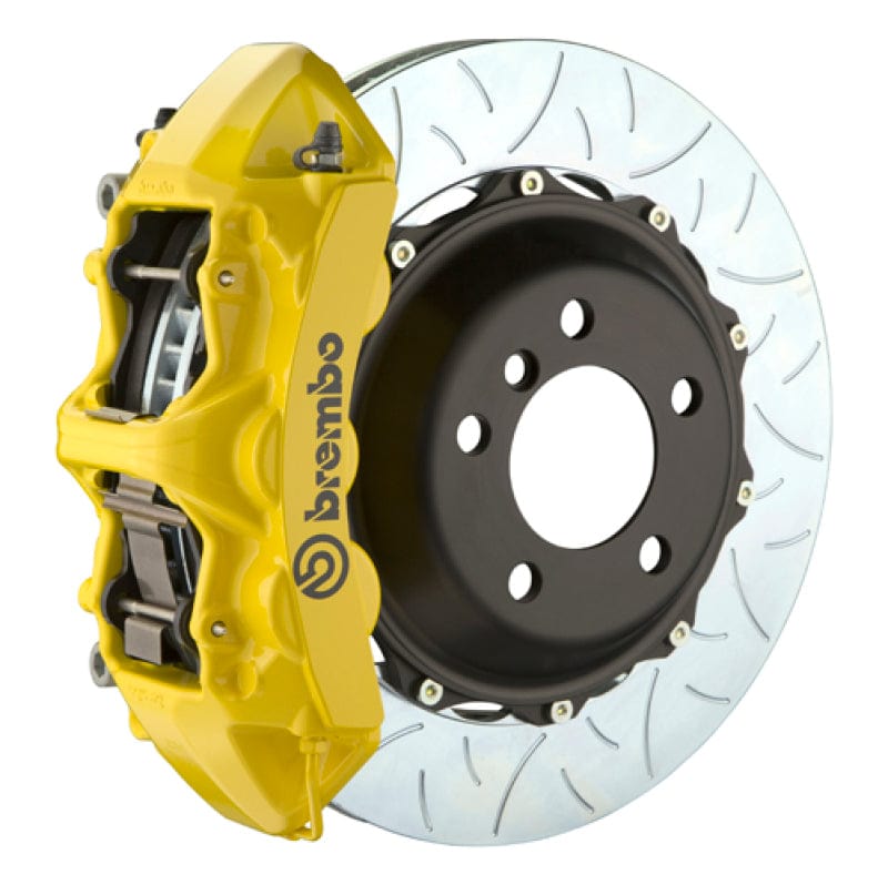 Kies-Motorsports Brembo Brembo 02-05 996 GT2 Front GT BBK 6 Piston Cast 380x32 2pc Rotor Slotted Type3- Yellow