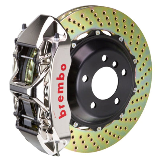 Kies-Motorsports Brembo Brembo 02-05 996 GT2 Front GTR BBK 6 Piston Billet 380x32 2pc Rotor Drilled- Nickel
