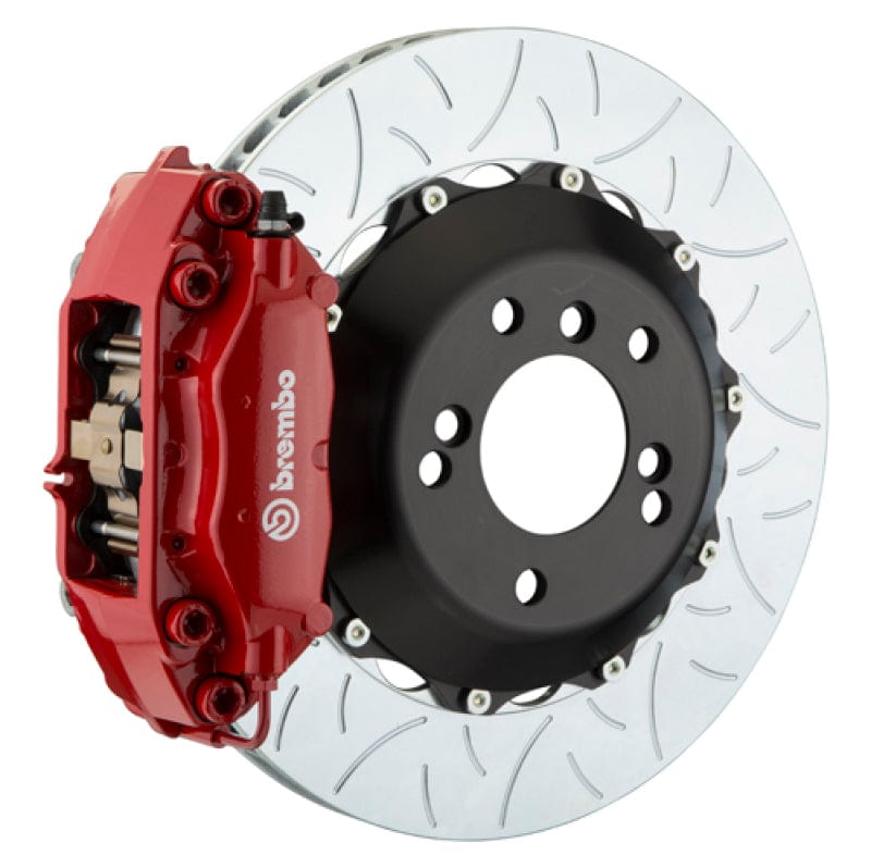 Kies-Motorsports Brembo Brembo 05-1ster/06-12 Cayman Rear GT BBK 4 Piston Cast 345x28 2pc Rotor Slotted Type3-Red