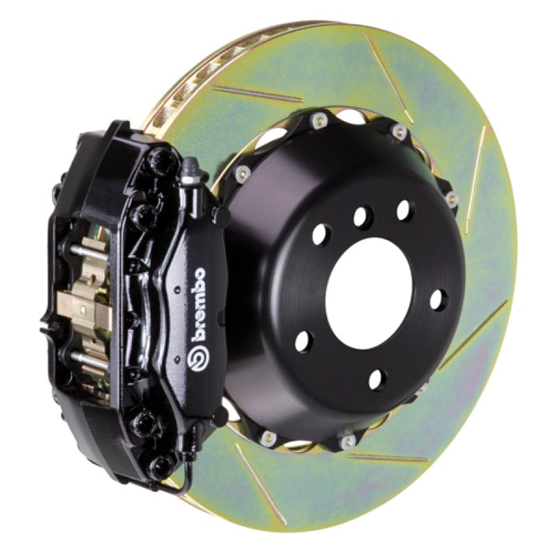 Kies-Motorsports Brembo Brembo 08-13 135i (E81/E82/E88) Rear GT BBK 4 Piston Cast 345x28 2pc Rotor Slotted Type-1-Black