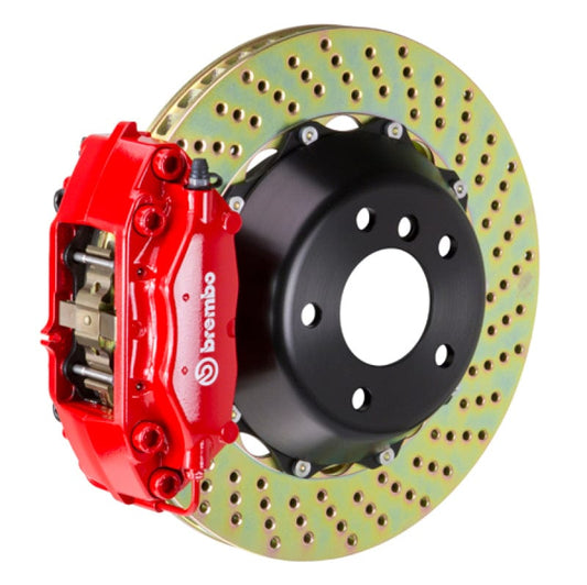 Kies-Motorsports Brembo Brembo 08-13 M3 (E90/E92/E93) Rear GT BBK 4 Piston Cast 345x28 2pc Rotor Drilled-Red