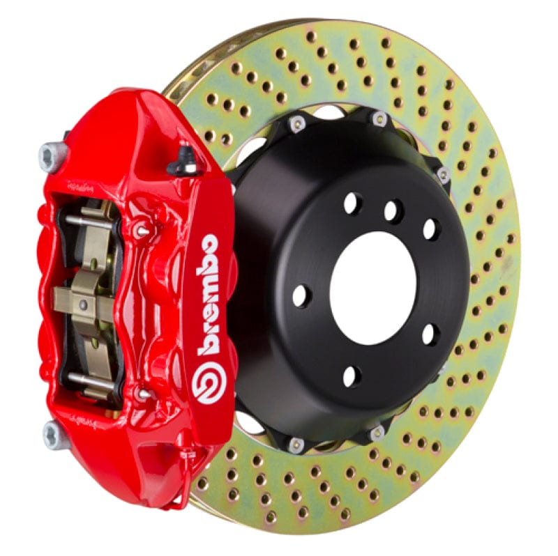 Kies-Motorsports Brembo Brembo 08-13 M3 (E90/E92/E93) Rear GT BBK 4 Piston Cast 380x28 2pc Rotor Drilled-Red