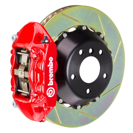 Kies-Motorsports Brembo Brembo 08-13 M3 (E90/E92/E93) Rear GT BBK 4 Piston Cast 380x28 2pc Rotor Slotted Type-1-Red