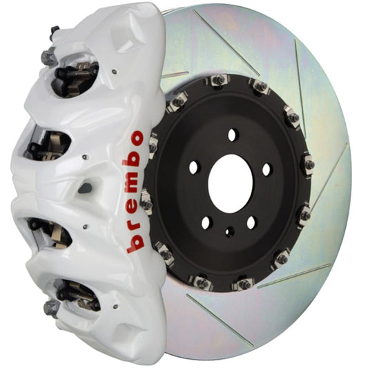 Kies-Motorsports Brembo Brembo 08-13 M3 (E90/E92/E93) Rear GT BBK 4 Piston Cast 380x28 2pc Rotor Slotted Type-1- White