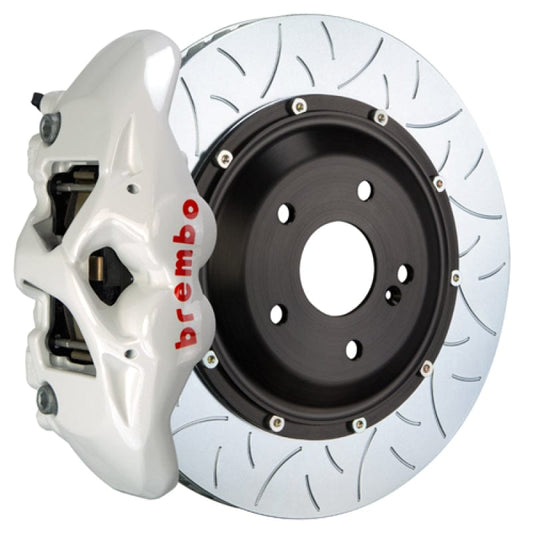 Kies-Motorsports Brembo Brembo 08-13 M3 (E90/E92/E93) Rear GT BBK 4 Piston Cast 380x28 2pc Rotor Slotted Type-3- White