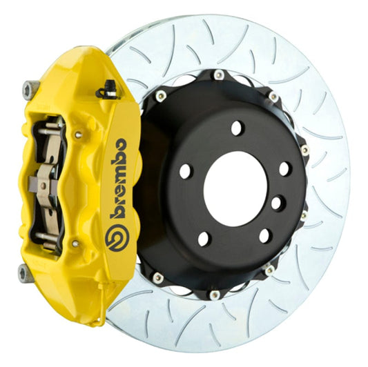 Kies-Motorsports Brembo Brembo 08-13 M3 (E90/E92/E93) Rear GT BBK 4 Piston Cast 380x28 2pc Rotor Slotted Type-3- Yellow