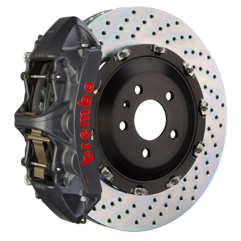 Kies-Motorsports Brembo Brembo 09-16 Panamera/S/4S/Turbo Front GTS BBK 6 Piston Cast 405x34 2pc Rotor Drilled-Black HA