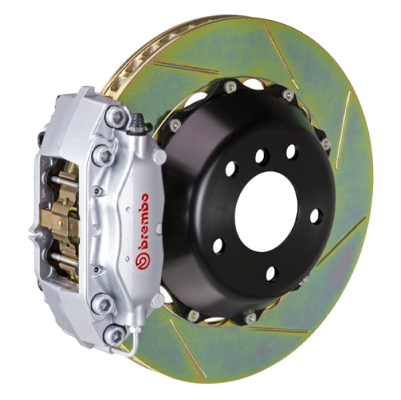 Kies-Motorsports Brembo Brembo 11-12 1M Rear GT BBK 4 Piston Cast 345x28 2pc Rotor Slotted Type-1-Silver