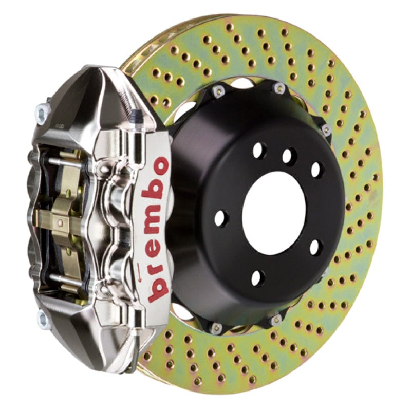 Kies-Motorsports Brembo Brembo 11-12 1M Rear GTR BBK 4 Piston Billet345x28 2pc Rotor Drilled- Nickel Plated