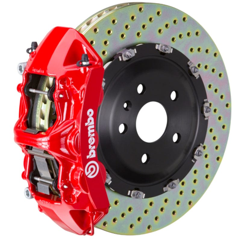 Kies-Motorsports Brembo Brembo 11-16 528i Front GT BBK 6 Piston Cast 365x34 2pc Rotor Drilled-Red