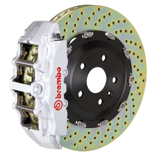 Kies-Motorsports Brembo Brembo 14+ Model S AWD w/ DC (Excl Plaid) Fr GT BBK 6Pis Cast 380x34 2pc Rotor Drilled-Silver