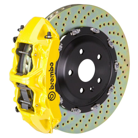 Kies-Motorsports Brembo Brembo 14+ Model S AWD w/ DC (Excl Plaid) Fr GT BBK 6Pis Cast 380x34 2pc Rotor Drilled-Yellow