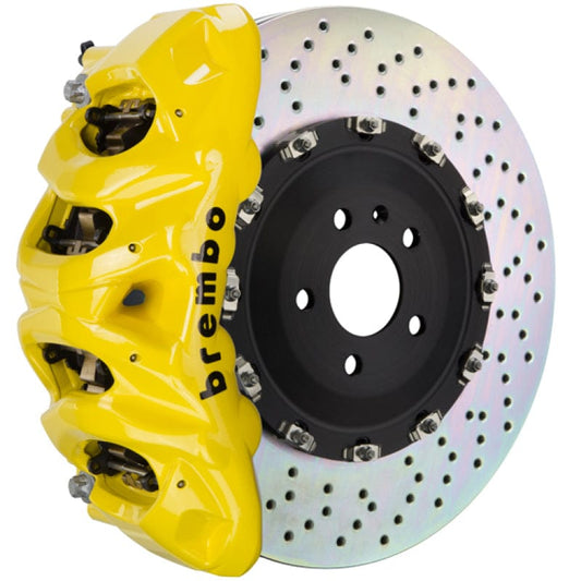 Kies-Motorsports Brembo Brembo 14+ Model S AWD w/ DC (Excl Plaid) Fr GT BBK 8Pis Cast 412x38 2pc Rotor Drilled-Yellow