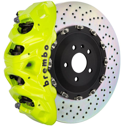 Kies-Motorsports Brembo Brembo 14+ Model S AWD w/ DC (Excl Plaid) Fr GT BBK 8Pis Cast 412x38 2pc Rtr Drill-Fluo. Yellow