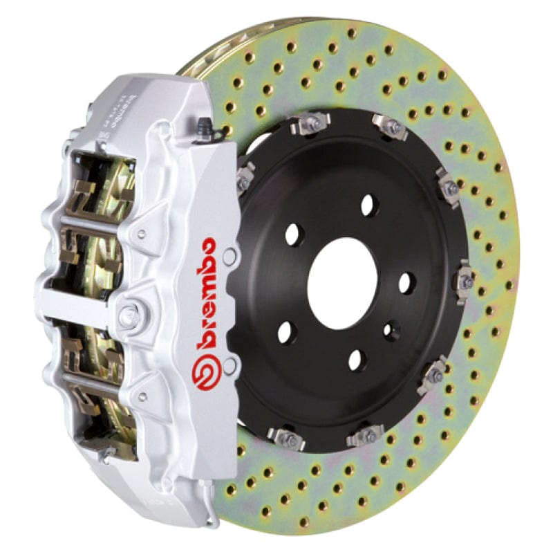 Kies-Motorsports Brembo Brembo 15-18 M3 (CC Brake Equipped) Front GT BBK 6 Piston Cast 380x34 2pc Rotor Drilled-Silver