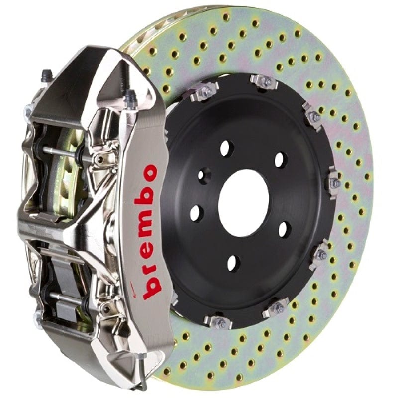 Kies-Motorsports Brembo Brembo 15-18 M3 (CC Brake Equipped) Front GTR BBK 6 Piston Billet 380x34 2pc Rotor Drilled- Nickel