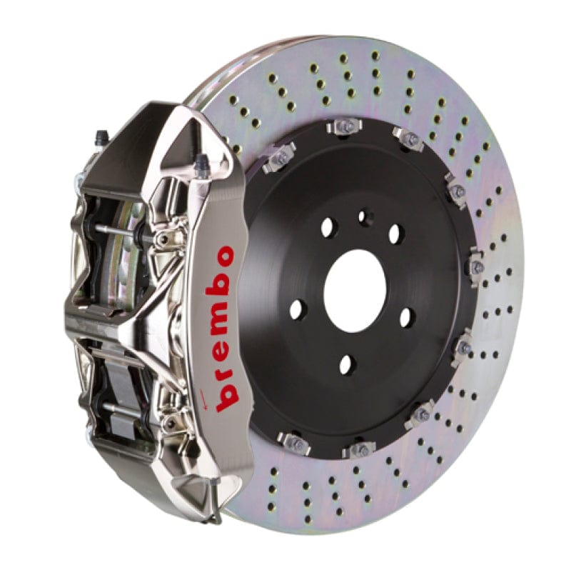 Kies-Motorsports Brembo Brembo 15-19 Macan Turbo Front GTR BBK 6 Piston Billet 405x34 2pc Rotor Drilled- Nickel