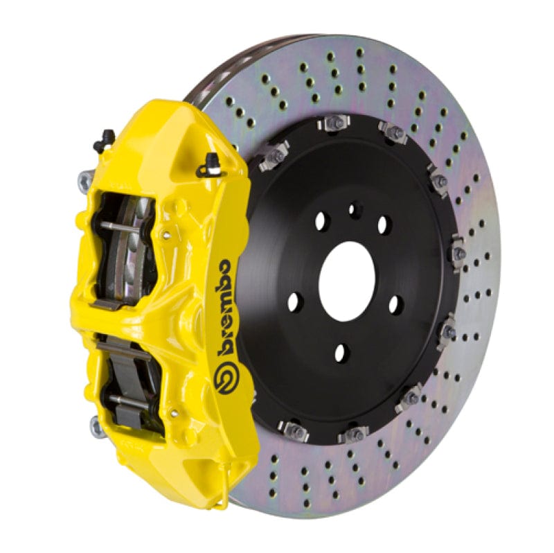 Kies-Motorsports Brembo Brembo 17-23 540i Front GT BBK 6 Piston Cast 405x34 2pc Rotor Drilled-Yellow