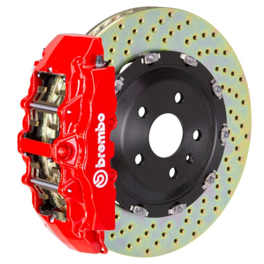 Kies-Motorsports Brembo Brembo 19+ Model X (Excl Plaid) Front GT BBK 6 Piston Cast 380x34 2pc Rotor Drilled-Red