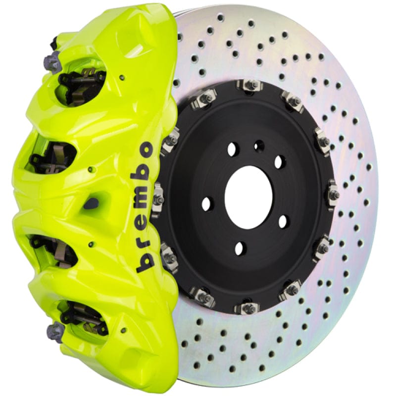 Kies-Motorsports Brembo Brembo 19+ X5 (G05)/20+ X6 Front GT BBK 6 Piston Cast 405x34 2pc Rotor Drilled- Fluo. Yellow