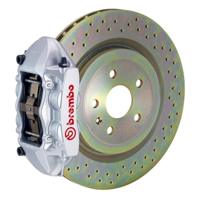 Kies-Motorsports Brembo Brembo 66-89 911S/SC/Carrera Front GT BBK 4 Piston Cast 323x28 1pc Rotor Drilled-Silver