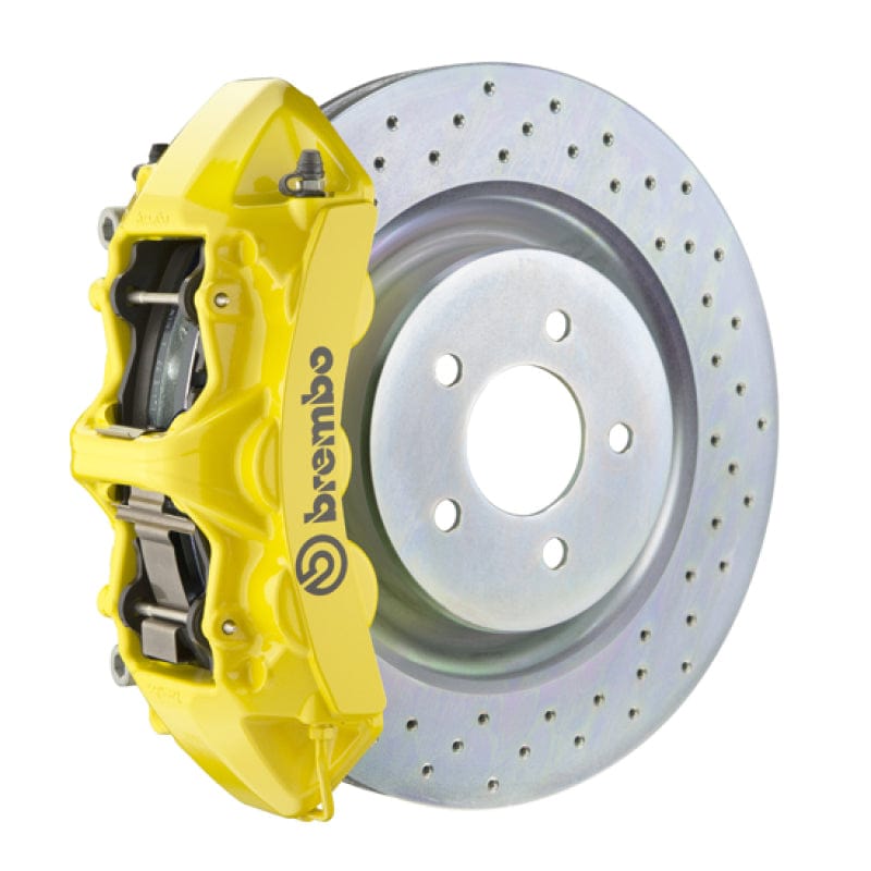 Kies-Motorsports Brembo Brembo 66-89 911S/SC/Carrera Front GT BBK 4 Piston Cast 323x28 1pc Rotor Drilled- Yellow