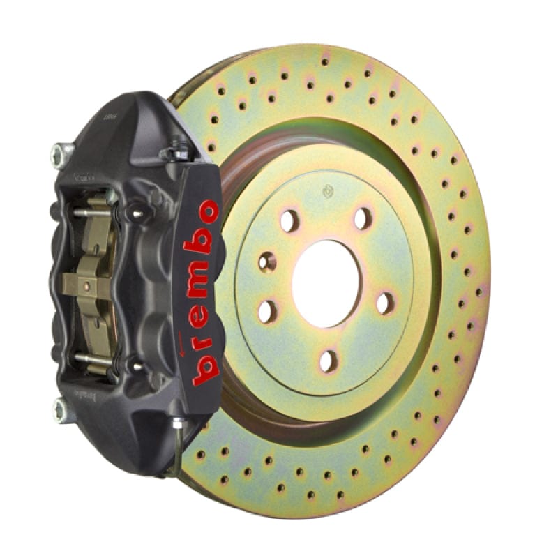 Kies-Motorsports Brembo Brembo 66-89 911S/SC/Carrera Front GTS BBK 4 Piston Cast 323x28 1pc Rotor Drilled-Black HA