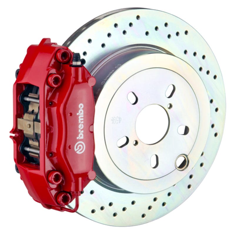 Kies-Motorsports Brembo Brembo 66-89 911S/SC/Carrera Rear GT BBK 4 Piston Cast 2pc 309x28 1pc Rotor Drilled-Red Main image